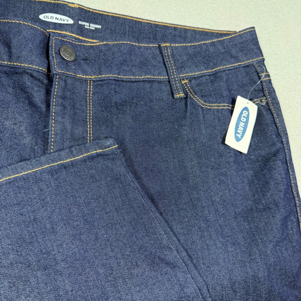 Old Navy Super Skinny Mid Rise Jeans Dark Wash Denim Blue Plus Size 16 Short